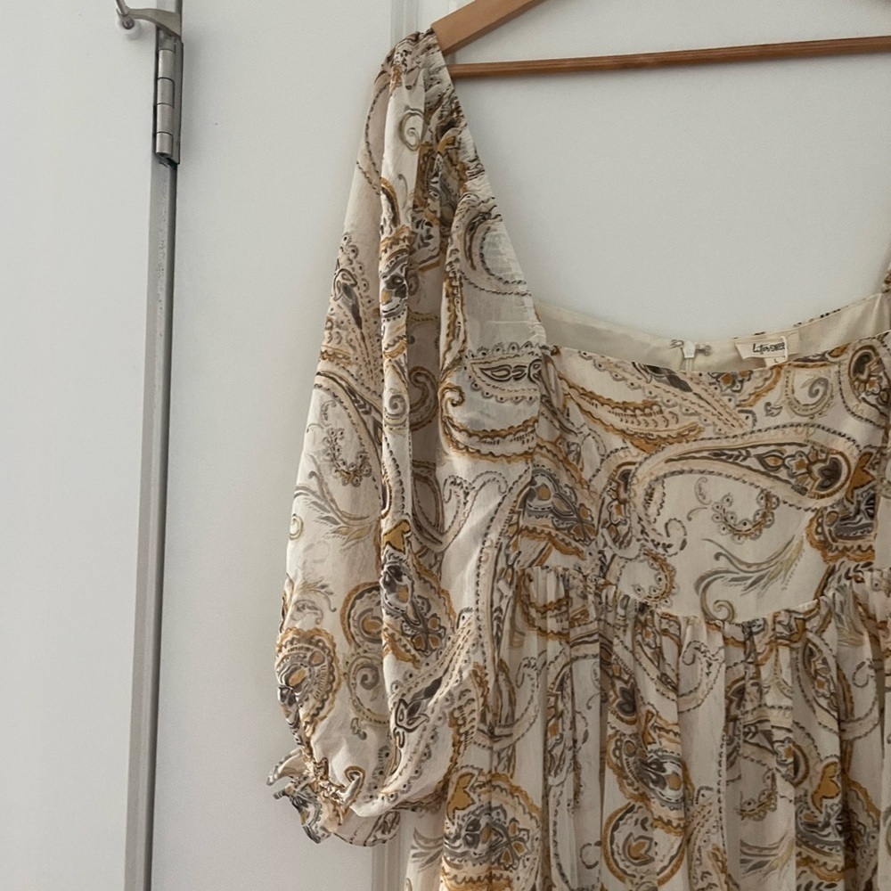 Bittersweet Boutique Stevie Maxi Peasant Paisley Puff Sleeve Dress Mustard - Picture 5 of 9